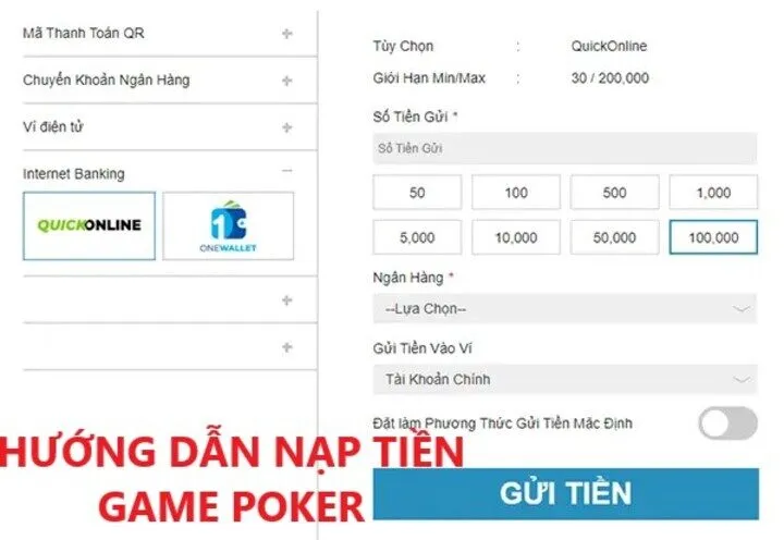 Hướng Dẫn Nạp tiền game Poker chi tiết từng bước
