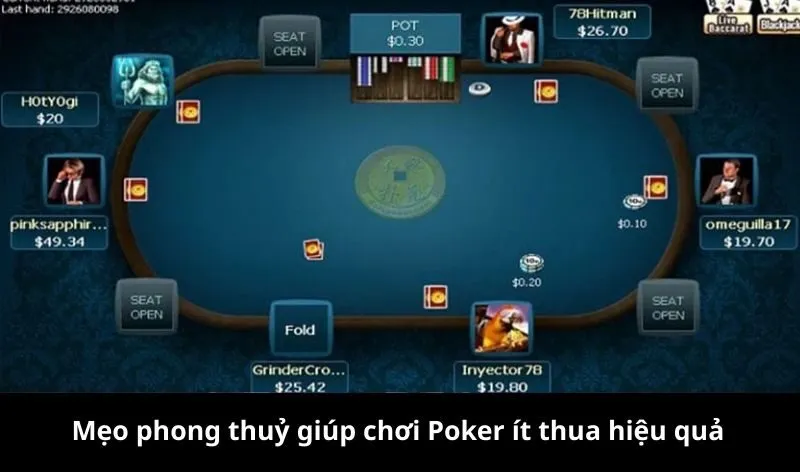 Mẹo phong thuỷ giúp chơi Poker ít thua